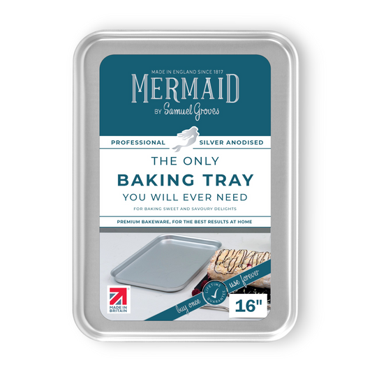 Silver Anodised Aluminium Baking Tray – 16" – Made in England - Premium Kitchen from Mermaid - Just £33.99! Shop now at Chabrias Ltd