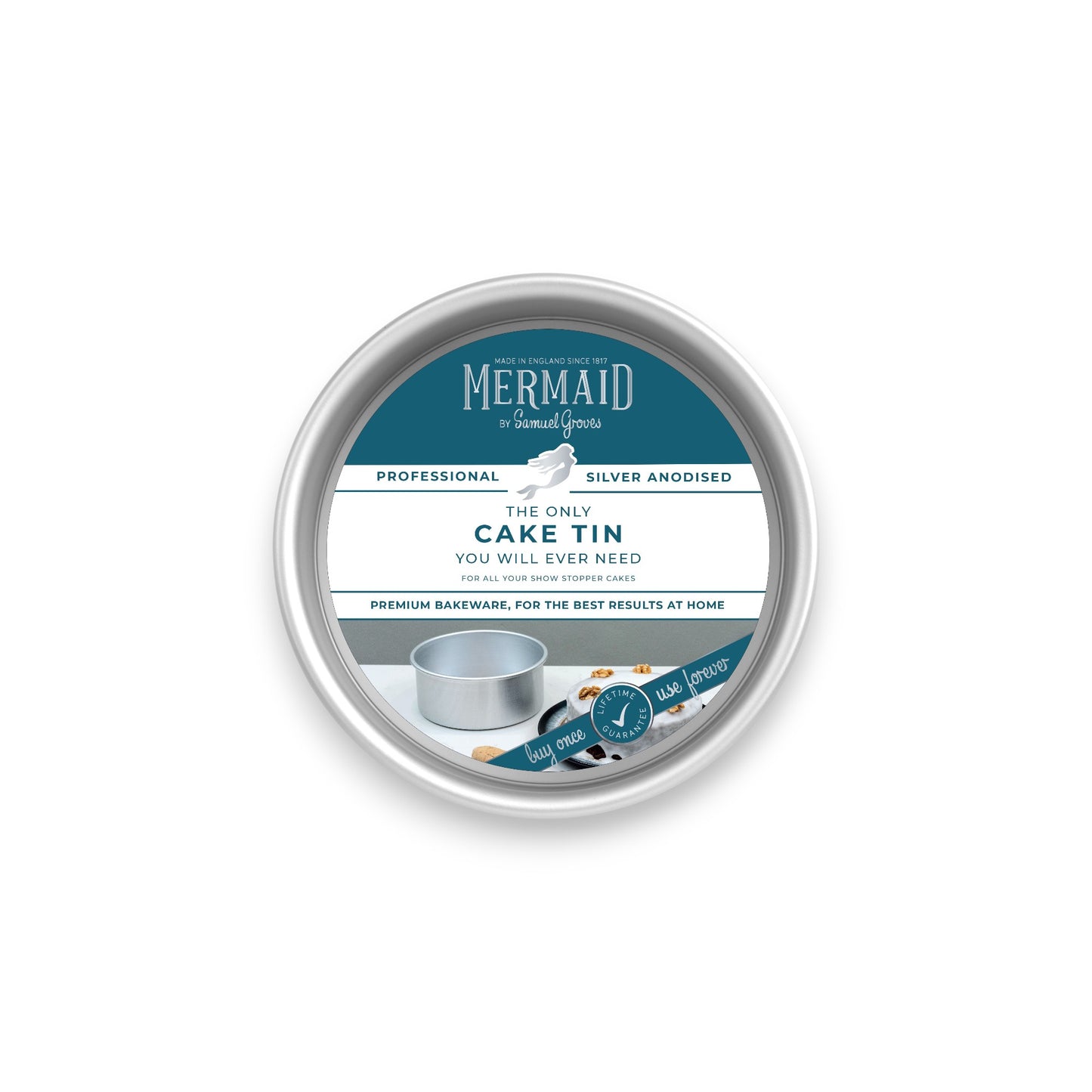 Silver Anodised Cake Tray – 6" – Fixed Base – Made in England - Premium Home from Mermaid - Just £21.99! Shop now at Chabrias Ltd