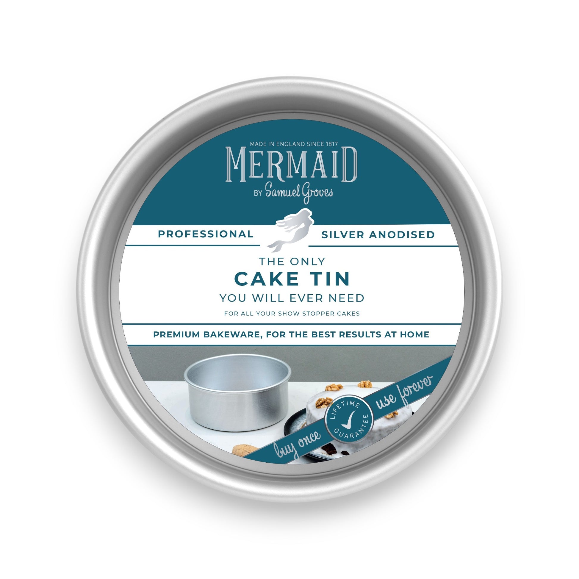 Silver Anodised Cake Tray – 10" – Loose Base – Made in England - Premium Kitchen from Mermaid - Just £29.99! Shop now at Chabrias Ltd