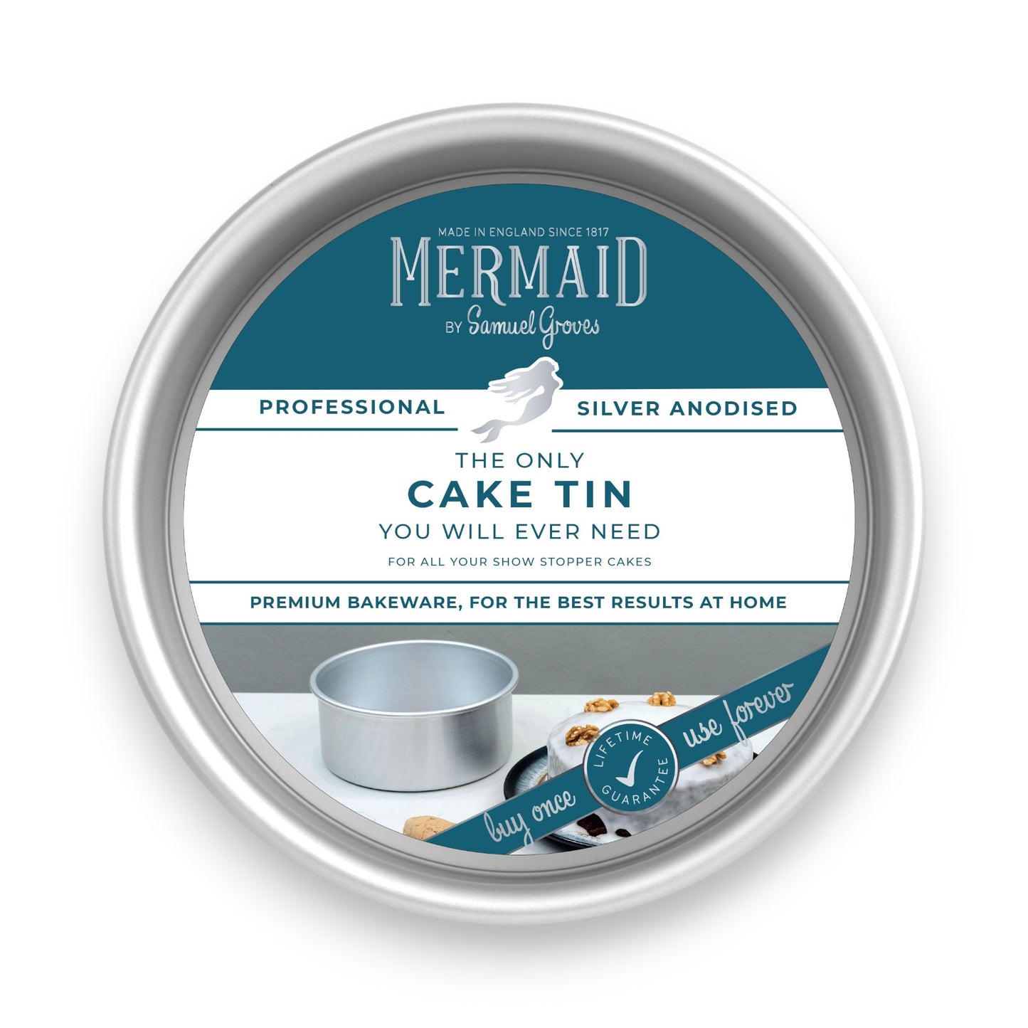 Silver Anodised Cake Tray – 11" – Loose Base – Made in England - Premium Kitchen from Mermaid - Just £31.99! Shop now at Chabrias Ltd