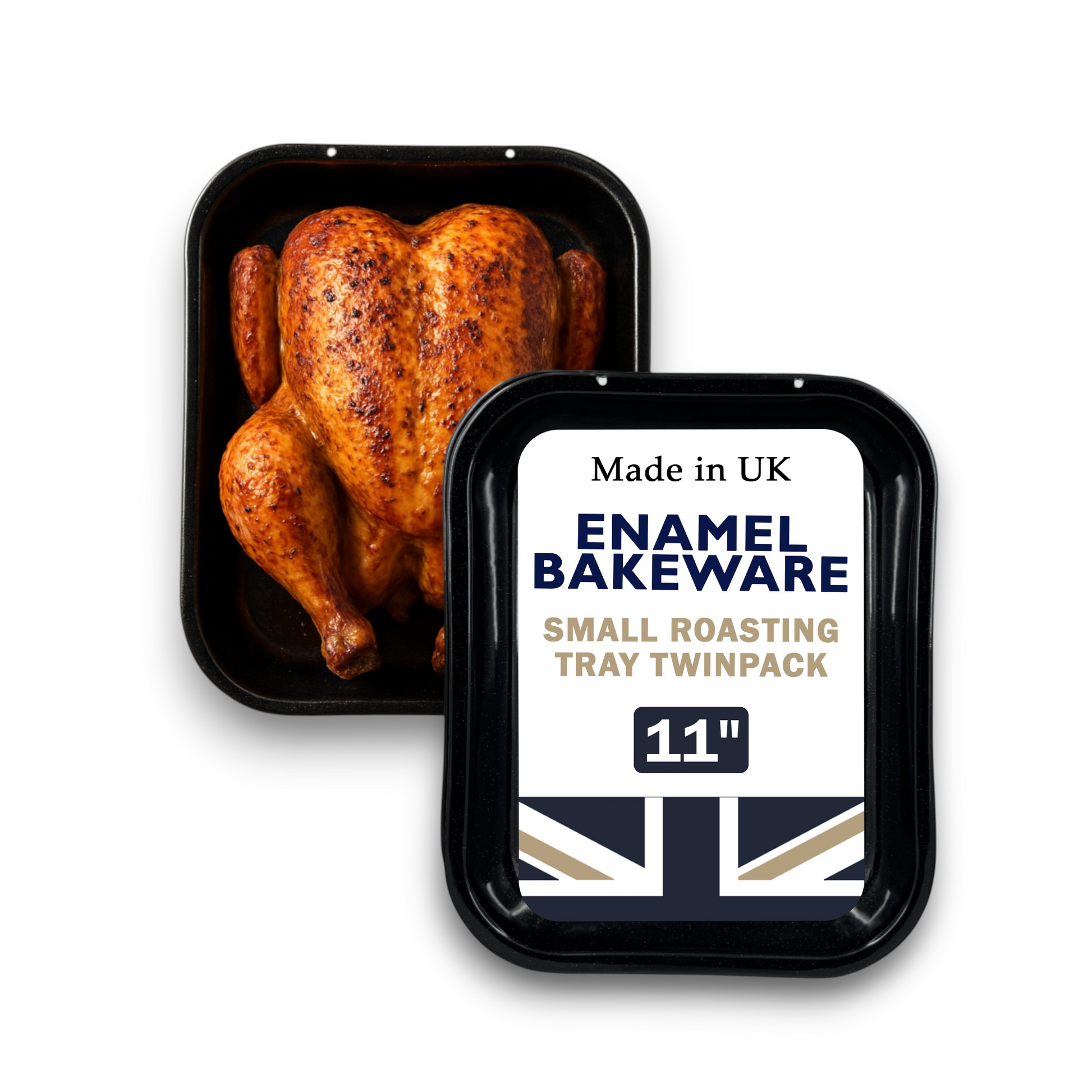 28cm Vitreous Enamel Roasting Trays – Pack of 2 – Great British Bakeware - Premium Home from Chabrias Ltd - Just £16.99! Shop now at Chabrias Ltd
