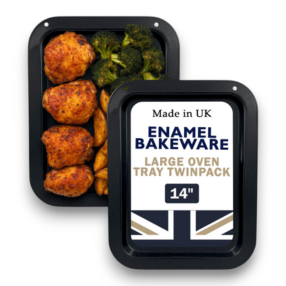36cm Vitreous Enamel Oven Trays – Large – Pack of 2 – Great British Bakeware - Premium Home from Chabrias Ltd - Just £18.99! Shop now at Chabrias Ltd