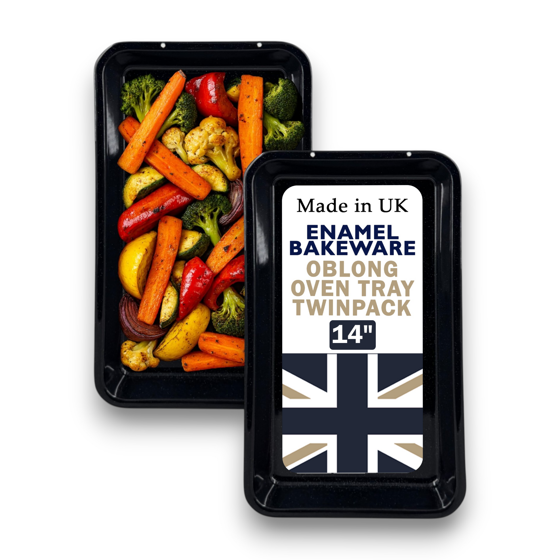 35cm Vitreous Enamel Baking Trays – Oblong – Pack of 2 – Great British Bakeware - Premium Home from Chabrias Ltd - Just £18.99! Shop now at Chabrias Ltd