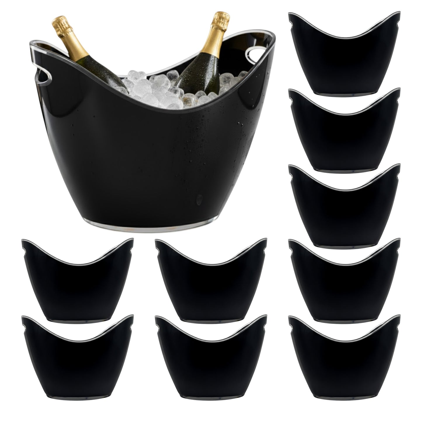 8 Litre Black Acrylic Ice Bucket - 10 Pack - Large Drinks & Champagne Tub with Carry Handles - Premium  from Chabrias Ltd - Just £219.99! Shop now at Chabrias Ltd