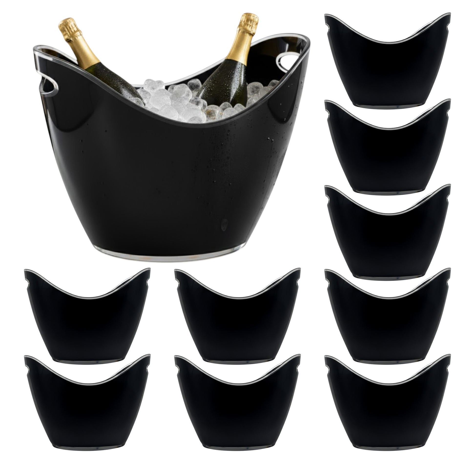 8 Litre Black Acrylic Ice Bucket - 10 Pack - Large Drinks & Champagne Tub with Carry Handles - Premium  from Chabrias Ltd - Just £219.99! Shop now at Chabrias Ltd