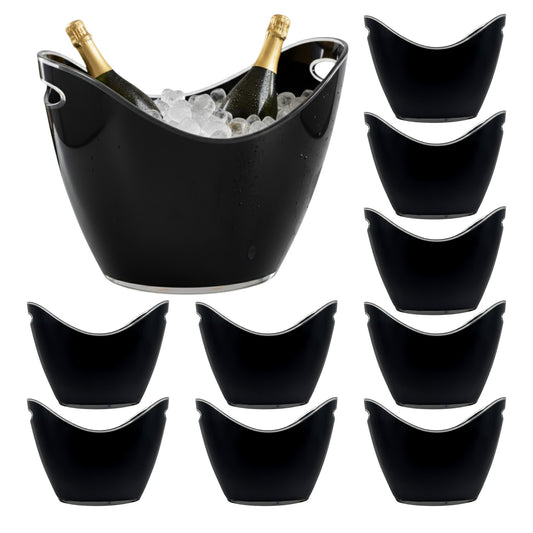 8 Litre Black Acrylic Ice Bucket - 10 Pack - Large Drinks & Champagne Tub with Carry Handles - Premium  from Chabrias Ltd - Just £219.99! Shop now at Chabrias Ltd