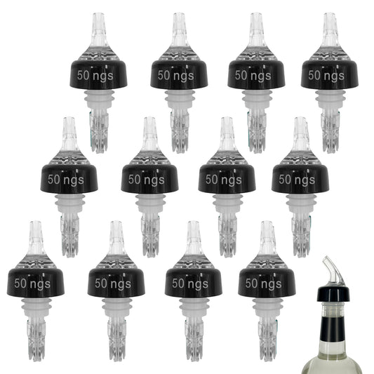 50ml Clear Measured Liquor Bottle Pourers UK Made 12 Pack