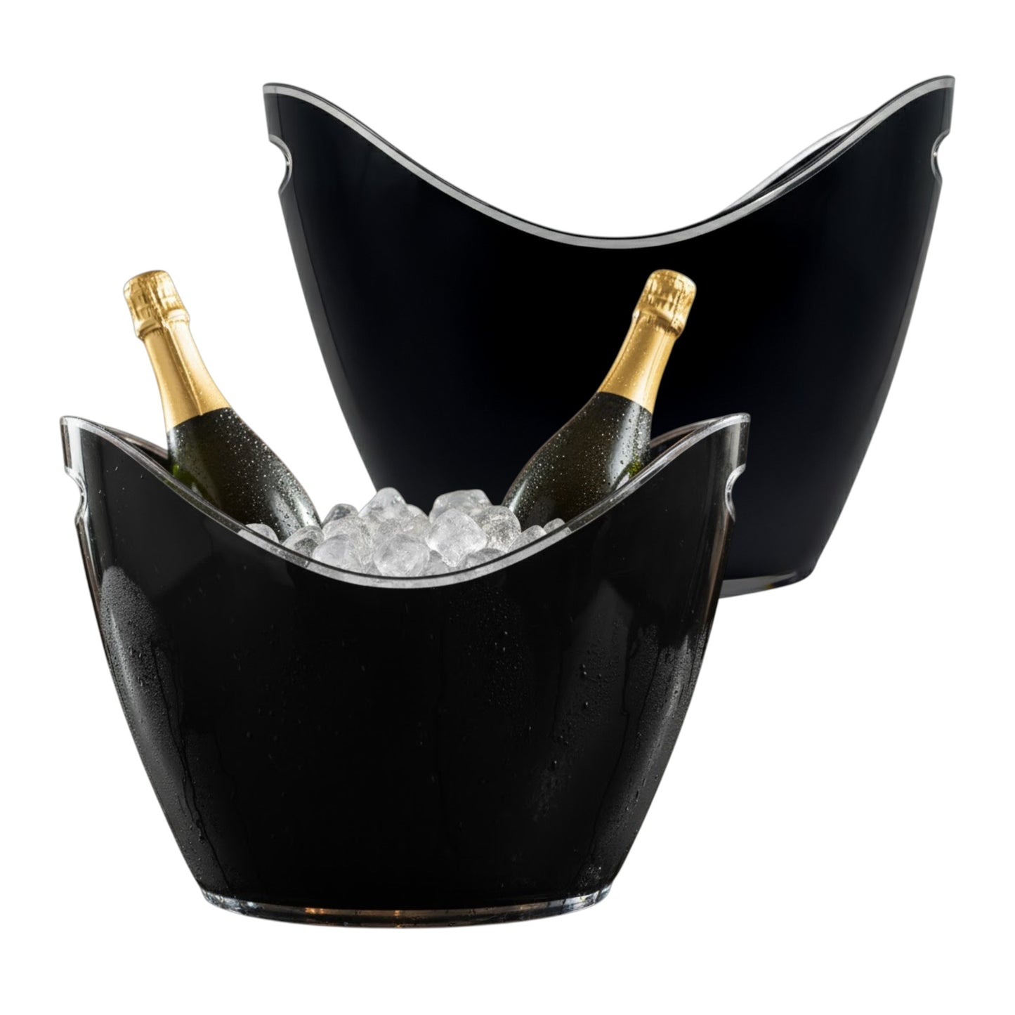 8 Litre Black Acrylic Ice Bucket - 2 Pack - Large Drinks & Champagne Tub with Carry Handles - Premium  from Chabrias Ltd - Just £44.99! Shop now at Chabrias Ltd