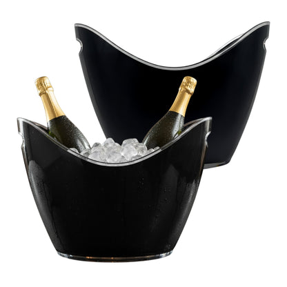 8 Litre Black Acrylic Ice Bucket - 2 Pack - Large Drinks & Champagne Tub with Carry Handles - Premium  from Chabrias Ltd - Just £44.99! Shop now at Chabrias Ltd