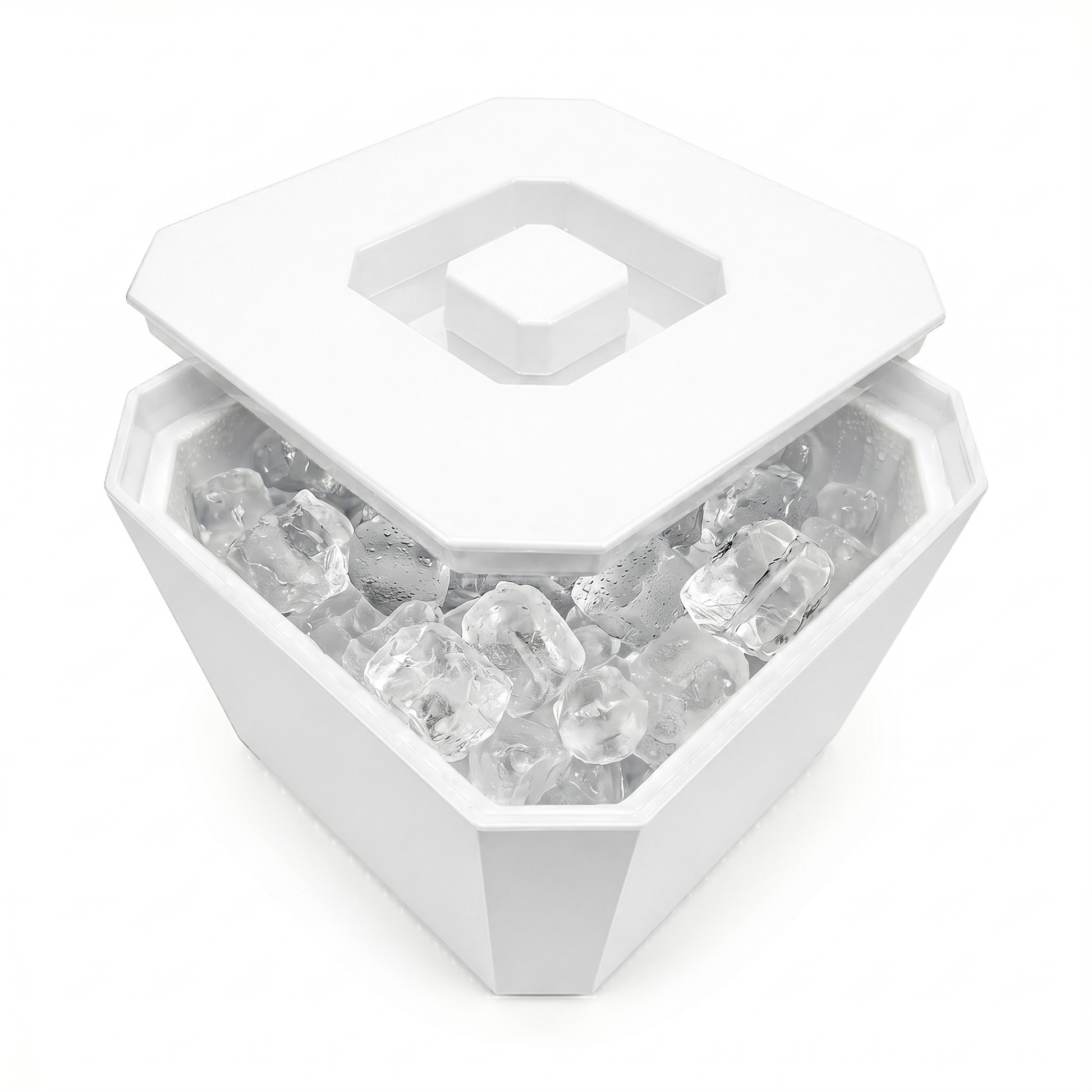 Double wall white ice bucket with drainage liner