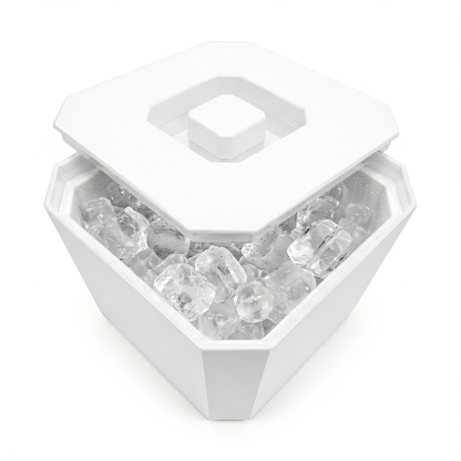 Double wall white ice bucket with drainage liner