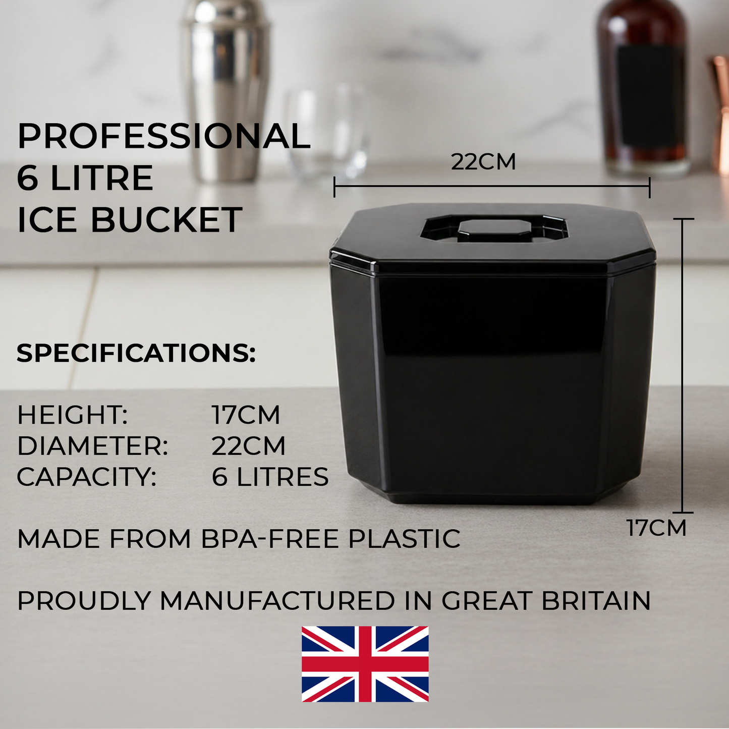 Modern octagonal ice bucket for cocktails and drinks