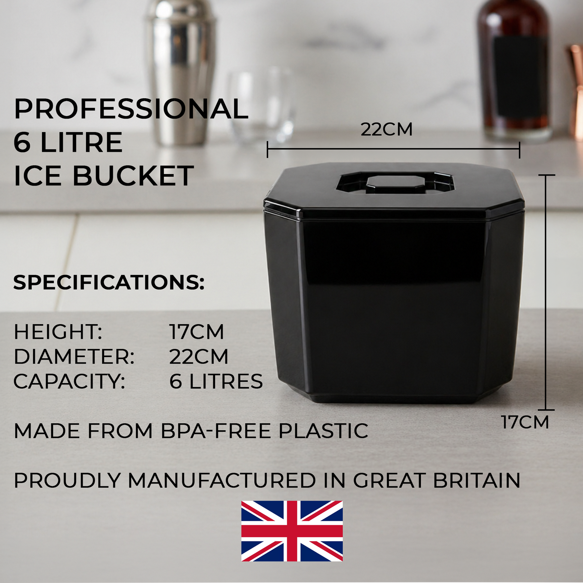 Modern octagonal ice bucket for cocktails and drinks