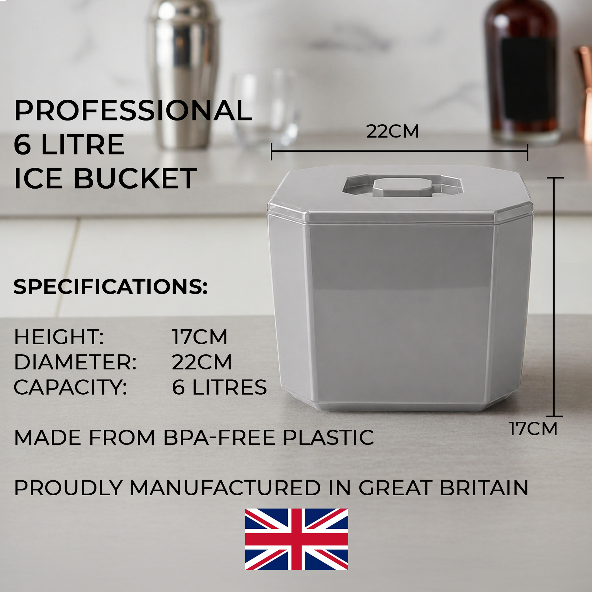 Double wall silver ice bucket with drainage liner