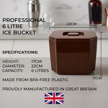 Double wall ice bucket with drainage liner in brown