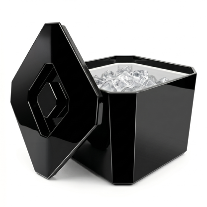 Black 6 litre insulated ice bucket with lid for home bar