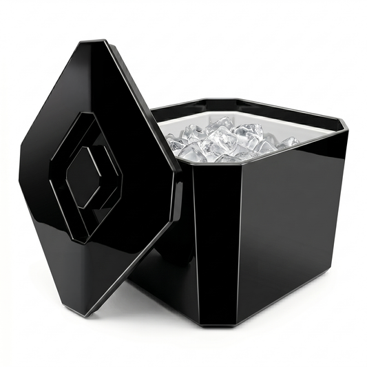 Black 6 litre insulated ice bucket with lid for home bar