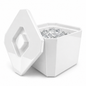 White insulated ice bucket with lid for home bar