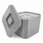 Gray ice bucket with geometric lid on a white background