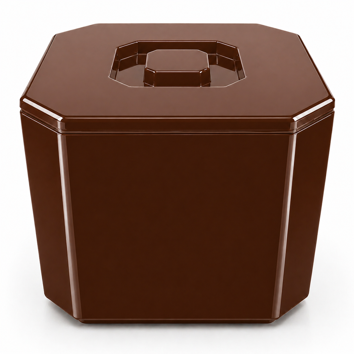 Brown insulated ice bucket with lid for home bar