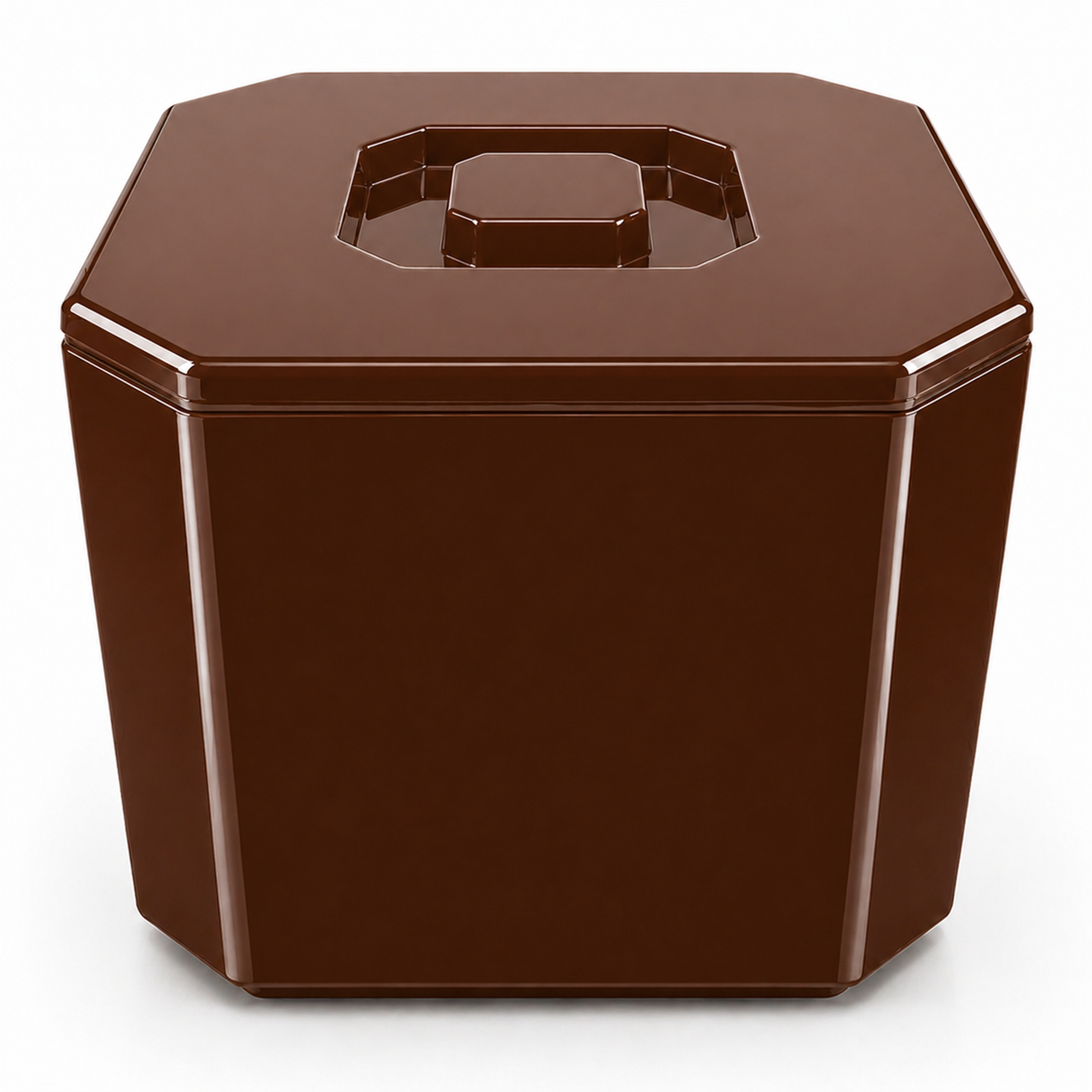 Brown insulated ice bucket with lid for home bar