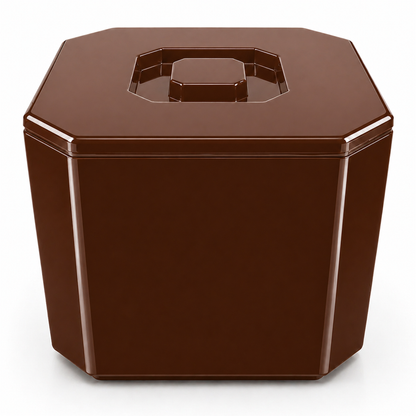 Brown insulated ice bucket with lid for home bar