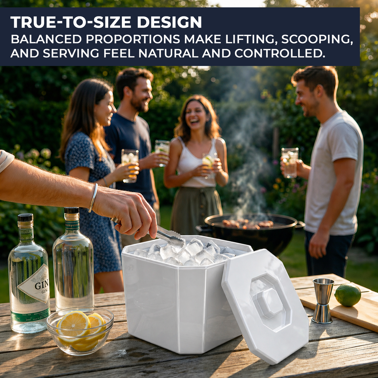 UK made insulated white ice bucket with removable tray