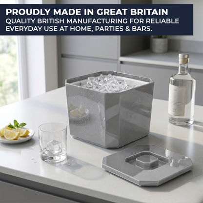 Octagonal silver ice bucket for outdoor entertaining