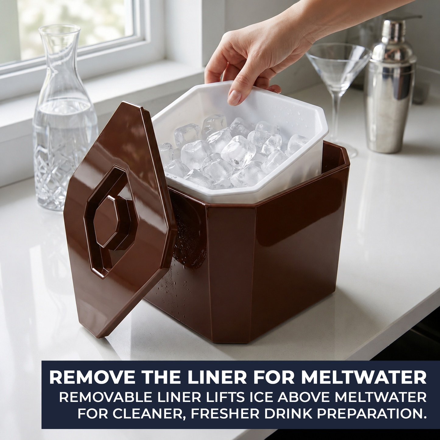 Large brown drinks cooler bucket for garden parties