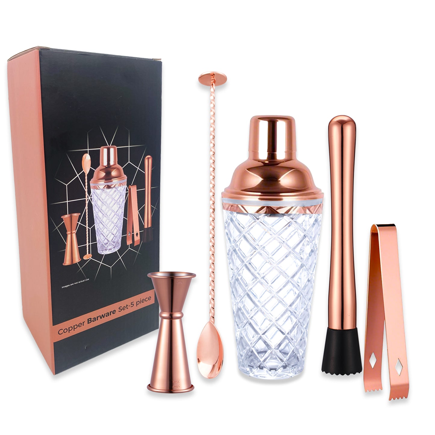 Luxury 5-Piece Copper Cocktail Kit  Bartender Set with Shaker, Jigger, Spoon, Muddler & Gift Box - Premium Bar Accessories from Chabrias Ltd - Just £21.99! Shop now at Chabrias Ltd