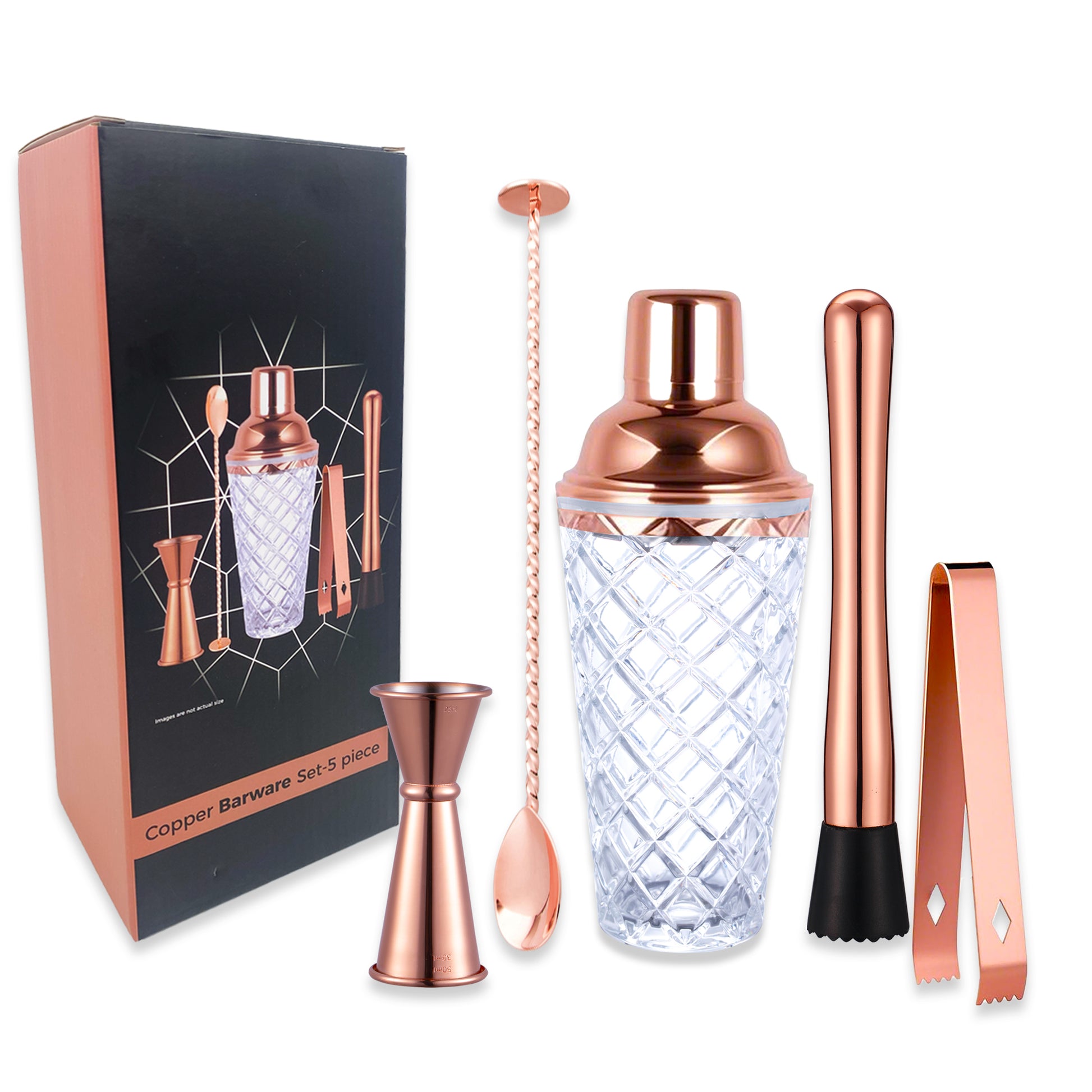 Luxury 5-Piece Copper Cocktail Kit  Bartender Set with Shaker, Jigger, Spoon, Muddler & Gift Box - Premium Bar Accessories from Chabrias Ltd - Just £21.99! Shop now at Chabrias Ltd