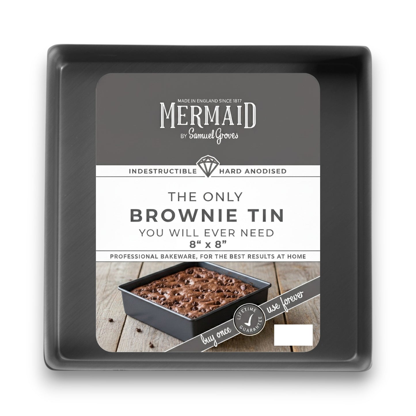 Hard Anodised Square Brownie Tin, 8" - Premium Home from Mermaid - Just £39.99! Shop now at Chabrias Ltd