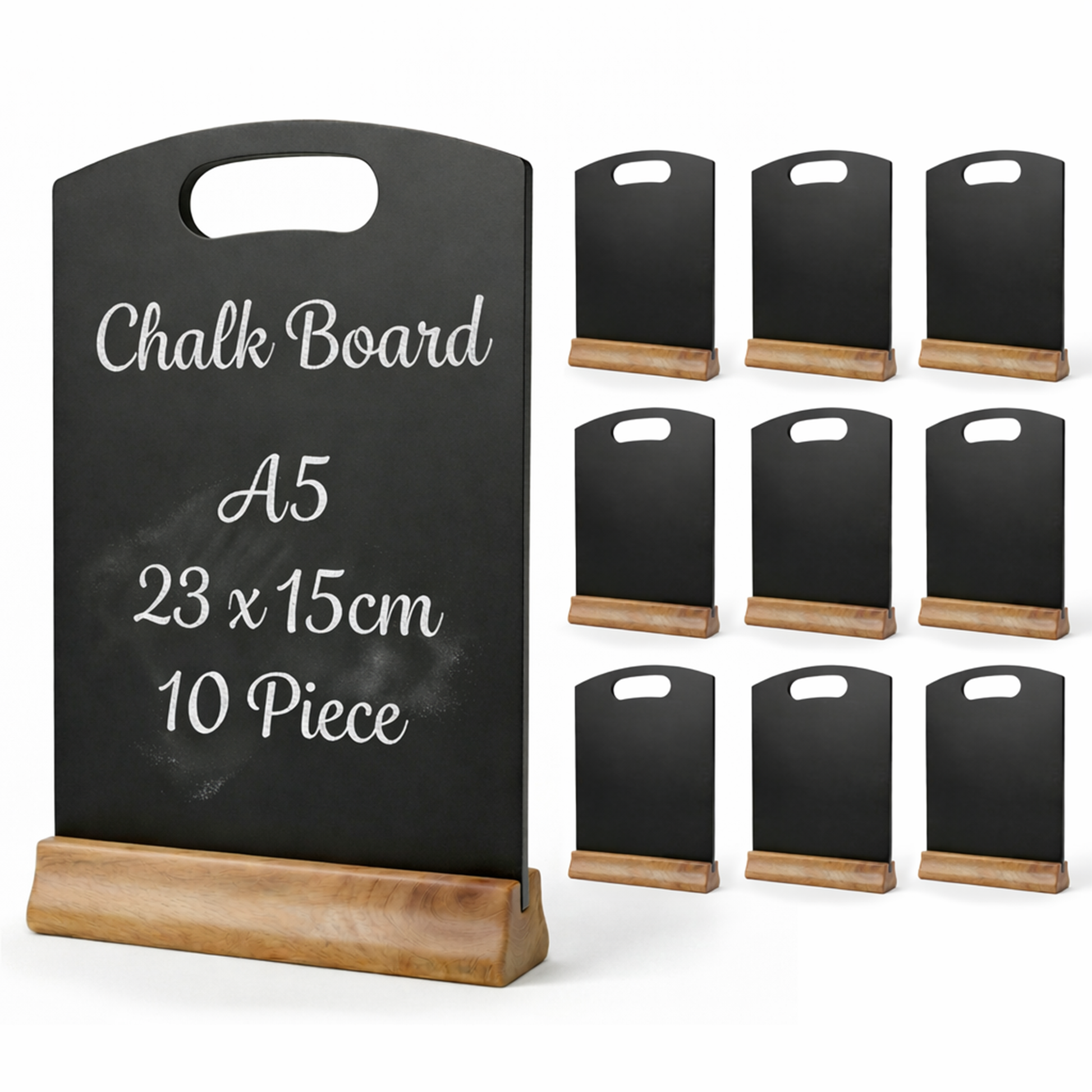 10 pack A5 chalkboard table signs with wooden stands for cafes and restaurants