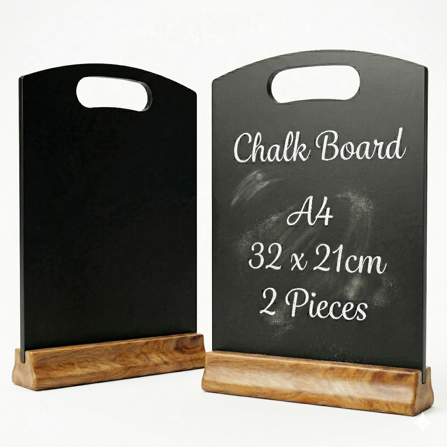 2 pack A4 chalkboard table signs with wooden stands for cafes and restaurants