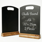 2 pack A4 chalkboard table signs with wooden stands for cafes and restaurants