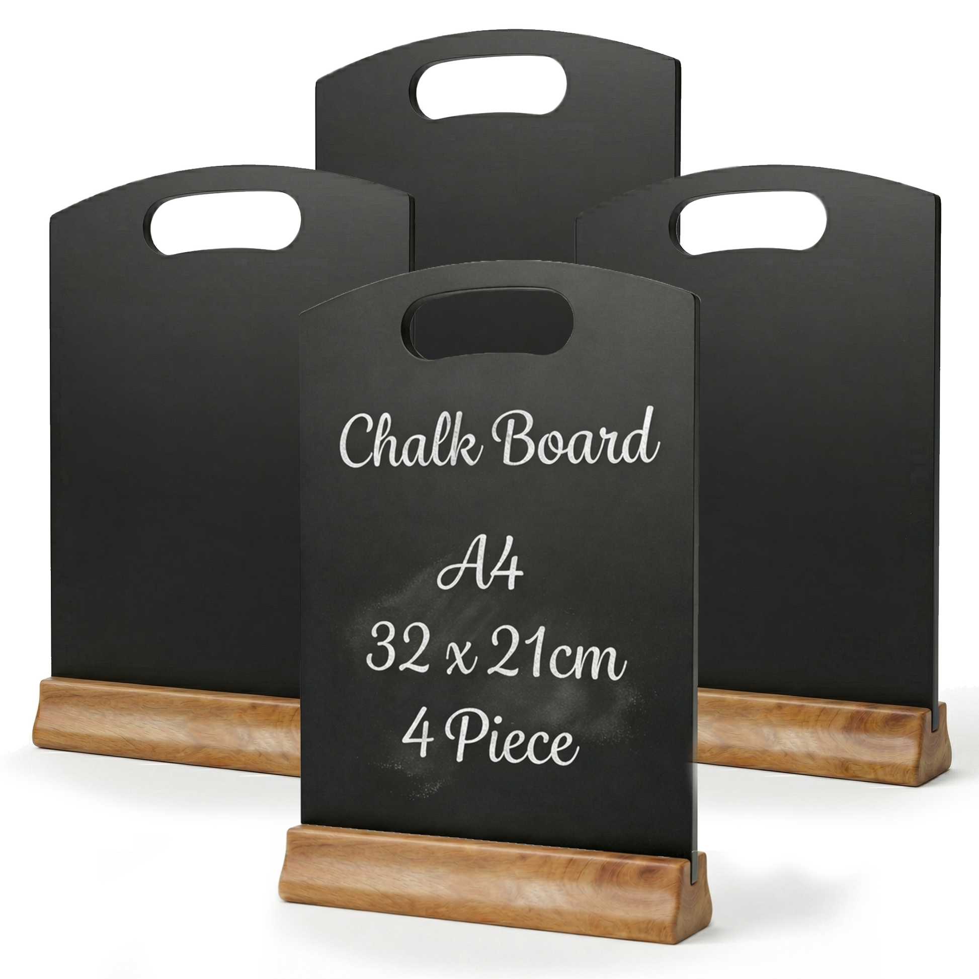 4 pack A4 chalkboard table signs with wooden stands for restaurants and cafes