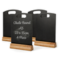 4 pack A5 chalkboard table signs with wooden stands for cafes and restaurants
