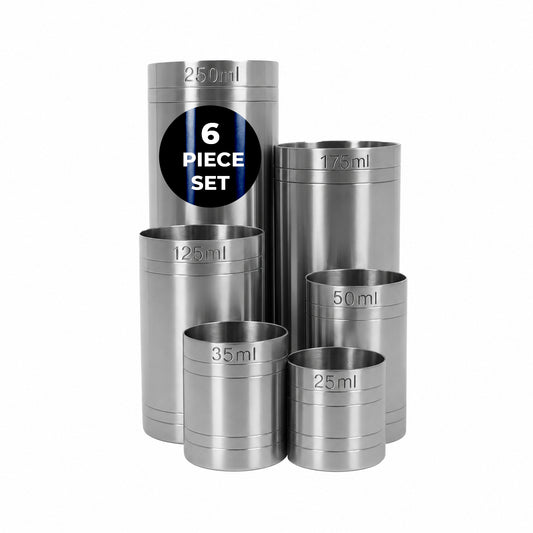 Stainless Steel Thimble Measures Set of 6 Spirit & Wine Measuring Cups