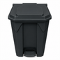 Black clinical waste bin with a step lid on a white background