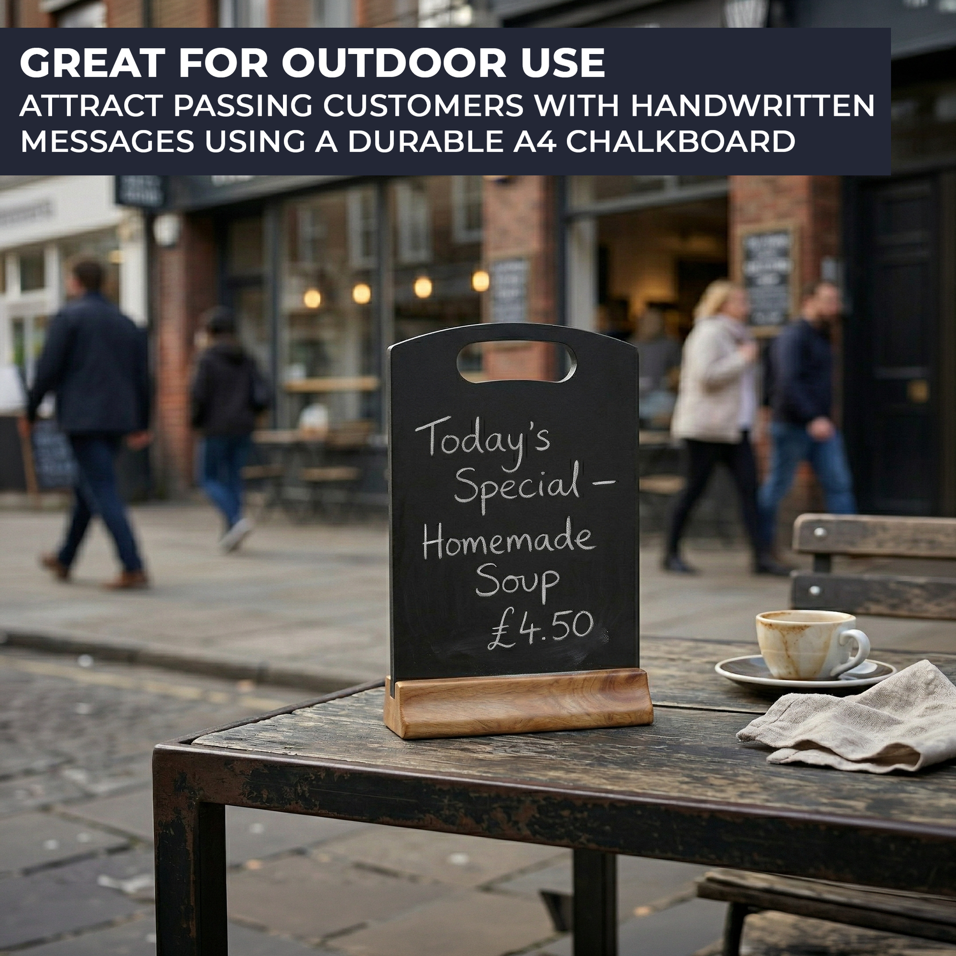 Reusable chalkboard display board for cafes bars restaurants and retail promotions