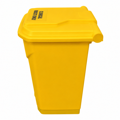 Clinical waste bin with odour-containing lid and durable polypropylene body