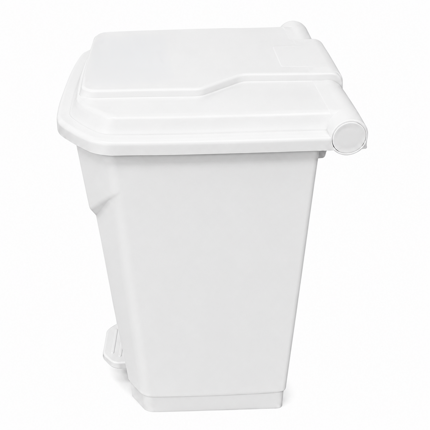 White clinical pedal bin with hygienic foot operated lid for waste disposal