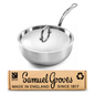 Samuel Groves 20cm Stainless Steel Tri-Ply Chef Pan with Polished Lid - Lifetime Guarantee