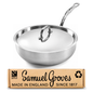 Samuel Groves 26cm stainless steel tri-ply chef pan with polished lid made in England
