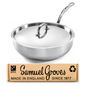 Samuel Groves 28cm stainless steel tri-ply chef pan with polished lid made in England