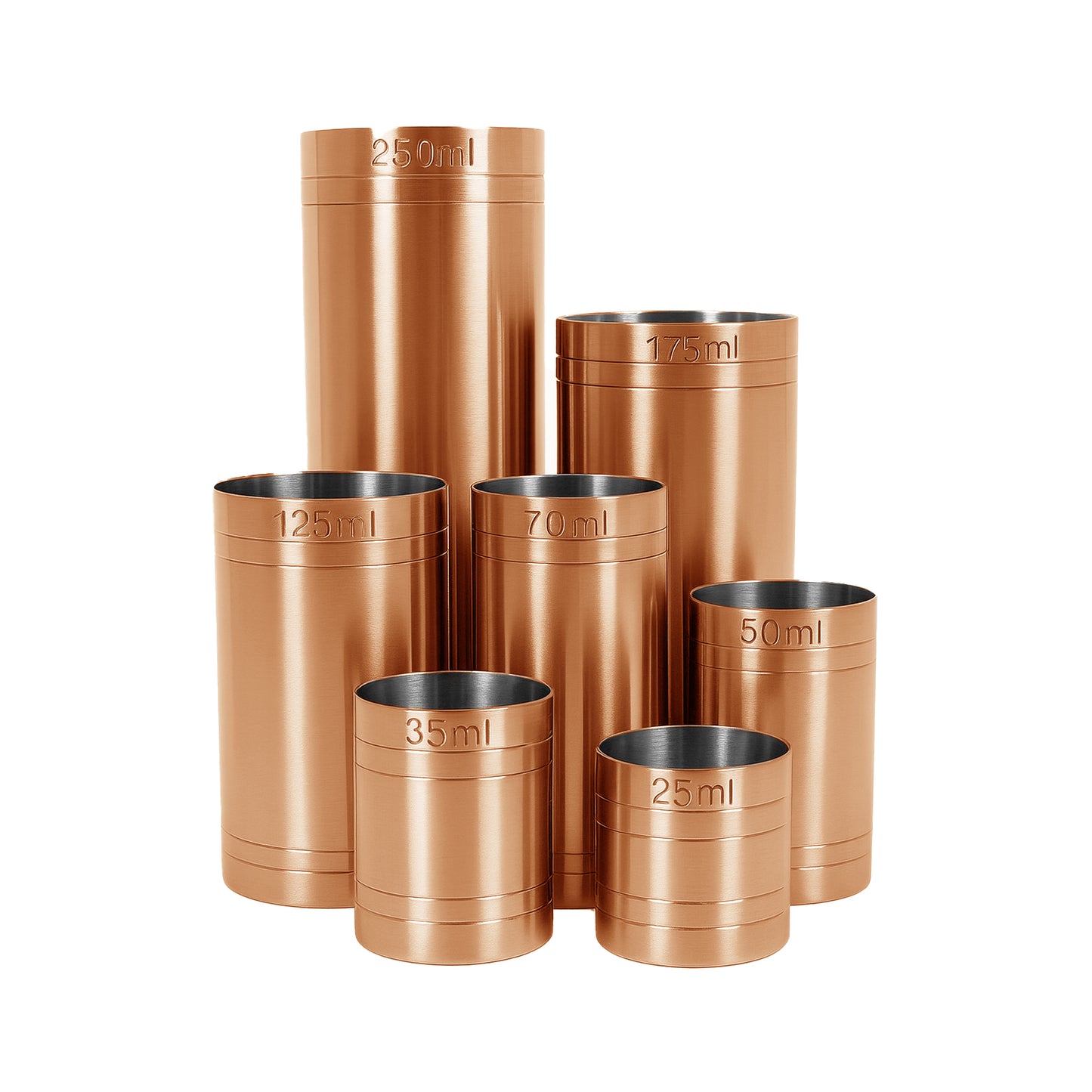 Stainless Steel Copper Plated 7 Piece Set Thimble Measure Government Stamped - Premium Kitchen from Chabrias Ltd - Just £29.99! Shop now at Chabrias Ltd