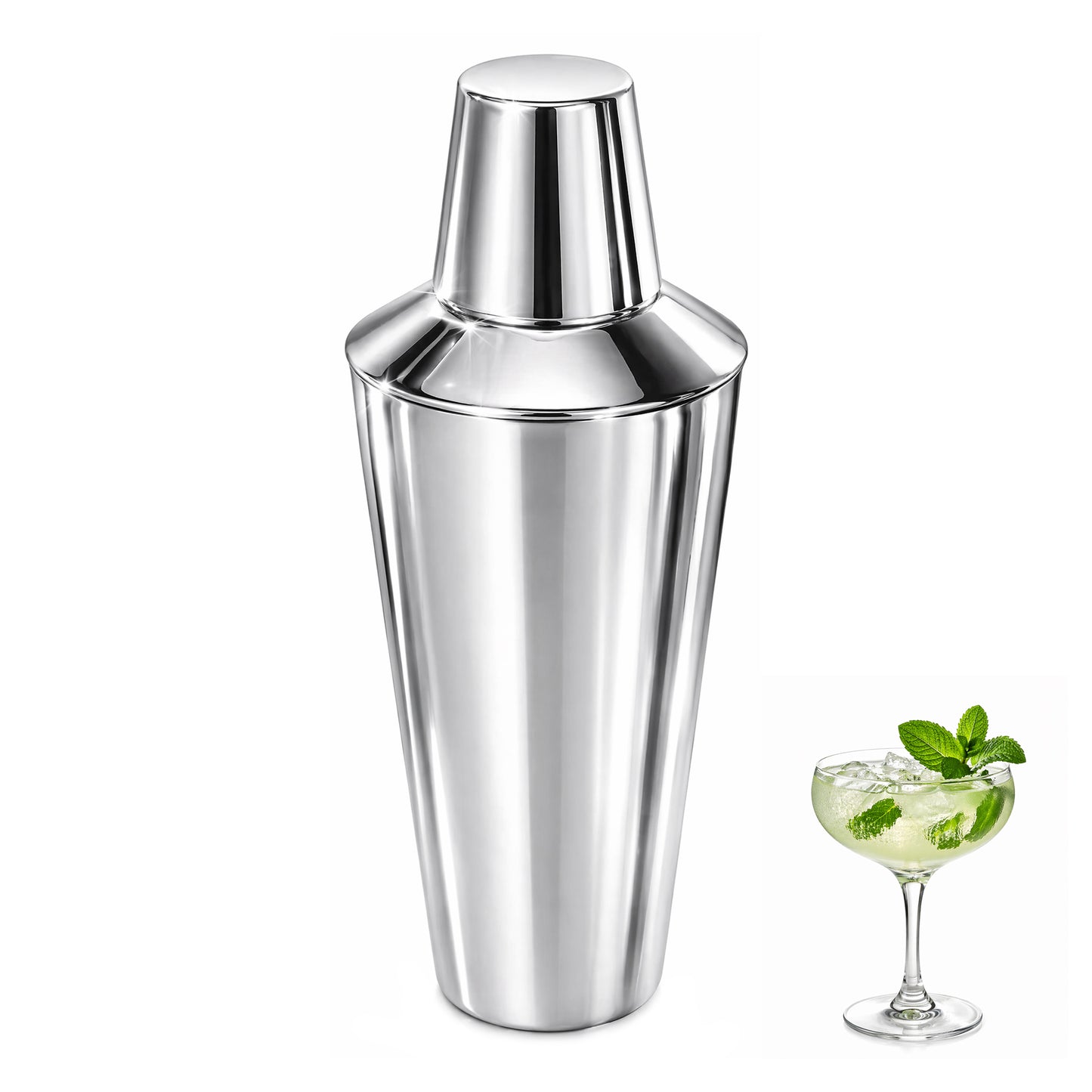 Premium Stainless Steel Cocktail Shaker Set 3 Piece 750ml Built-In Strainer Professional Bartender Kit Leakproof Dishwasher Safe