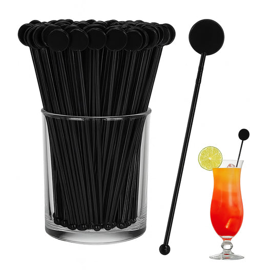 5000 x Black Disk Head Cocktail Stirrers Swizzle Sticks 18.3cm - Premium Home from Chabrias Ltd - Just £47.49! Shop now at Chabrias Ltd