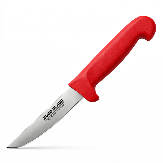 Red HACCP paring knife with 4 inch stainless steel blade
