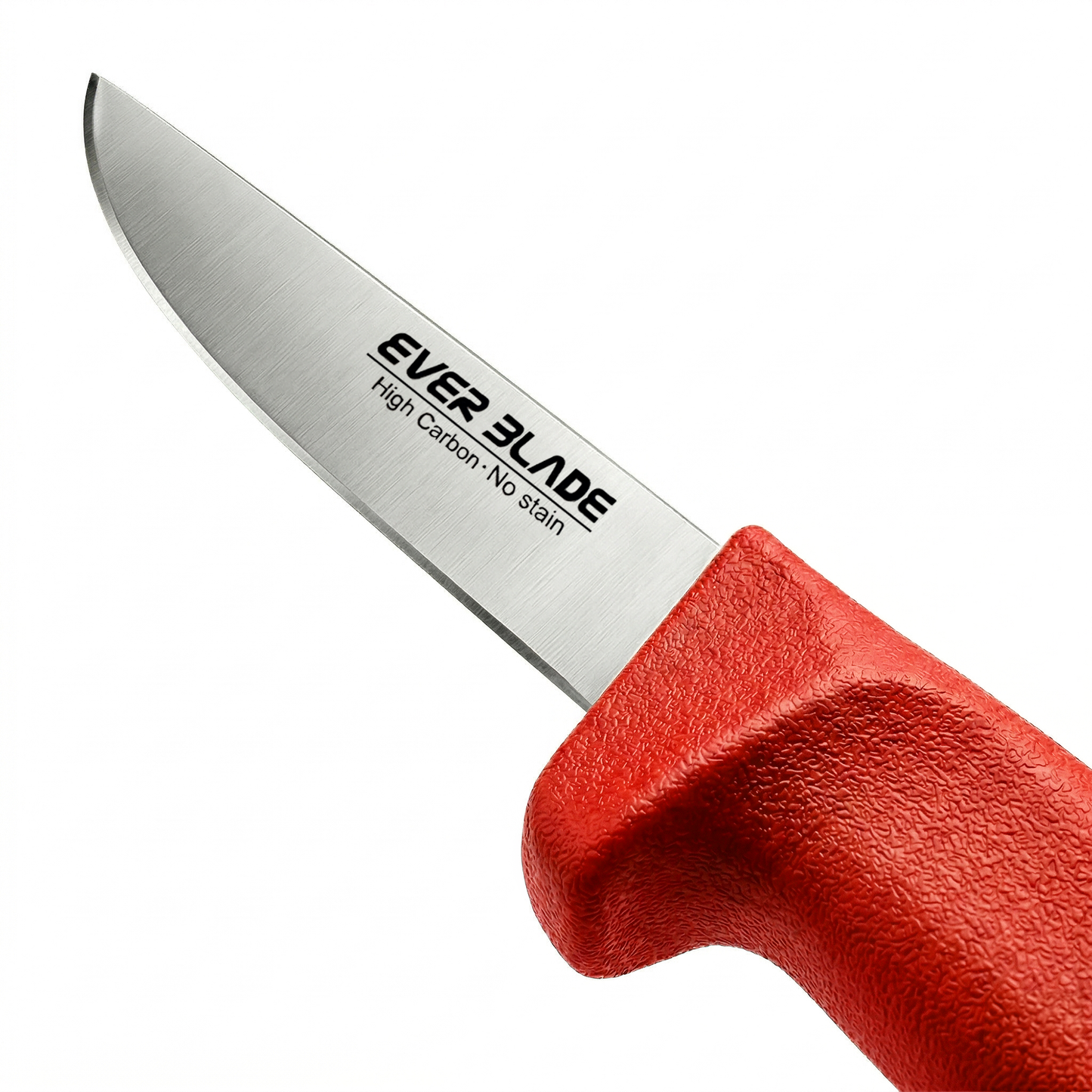 Paring knife trimming raw meat on kitchen chopping board
